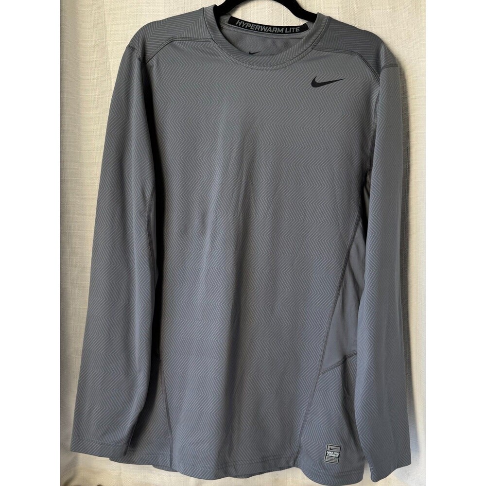 Nike Pro Combat Hyperwarm Lite Men’s XL Dri-FIT Long Sleeve Shirt Gray